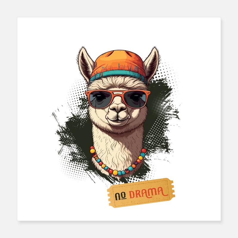 Pas de drame Lama Poster 40 x 40 cm