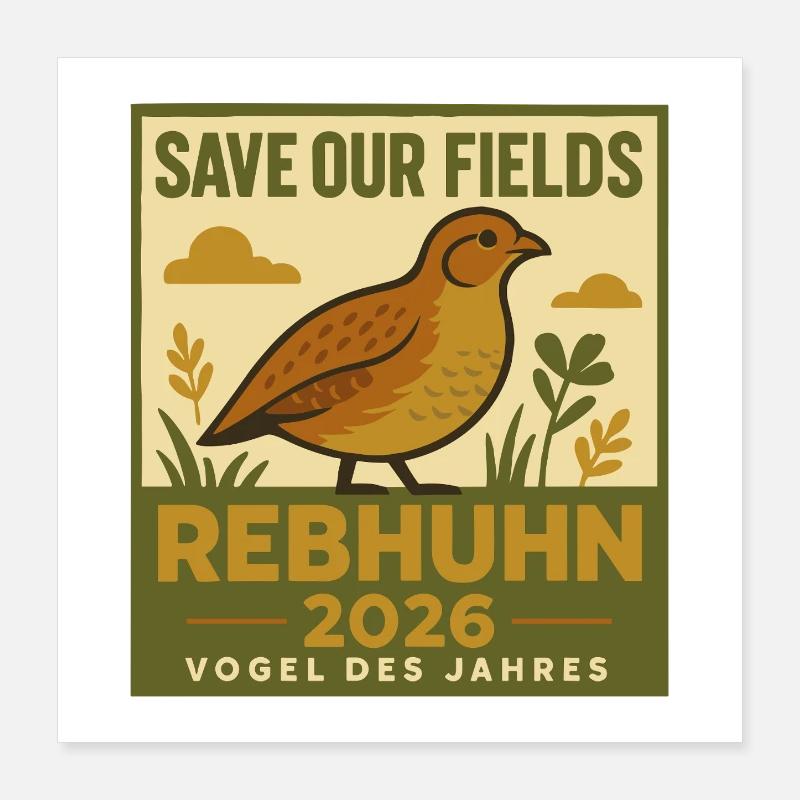 Save Our Fields – Partridge Bird of the Year 2026 Poster 16" x 16" (40x40 cm)