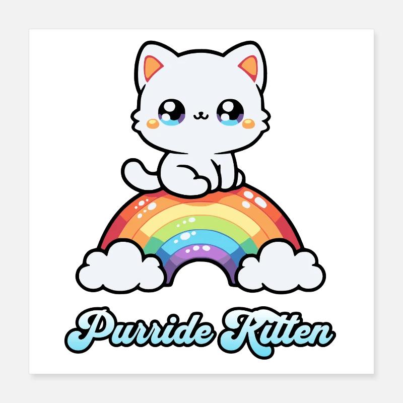 Purride Kitten - Mignon Rainbow Pride Chat lgbt Poster 40 x 40 cm