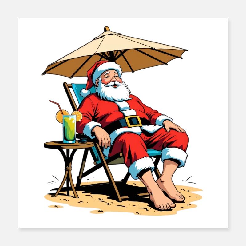 Strand Weihnachtsmann Urlaub Poster 40x40 cm