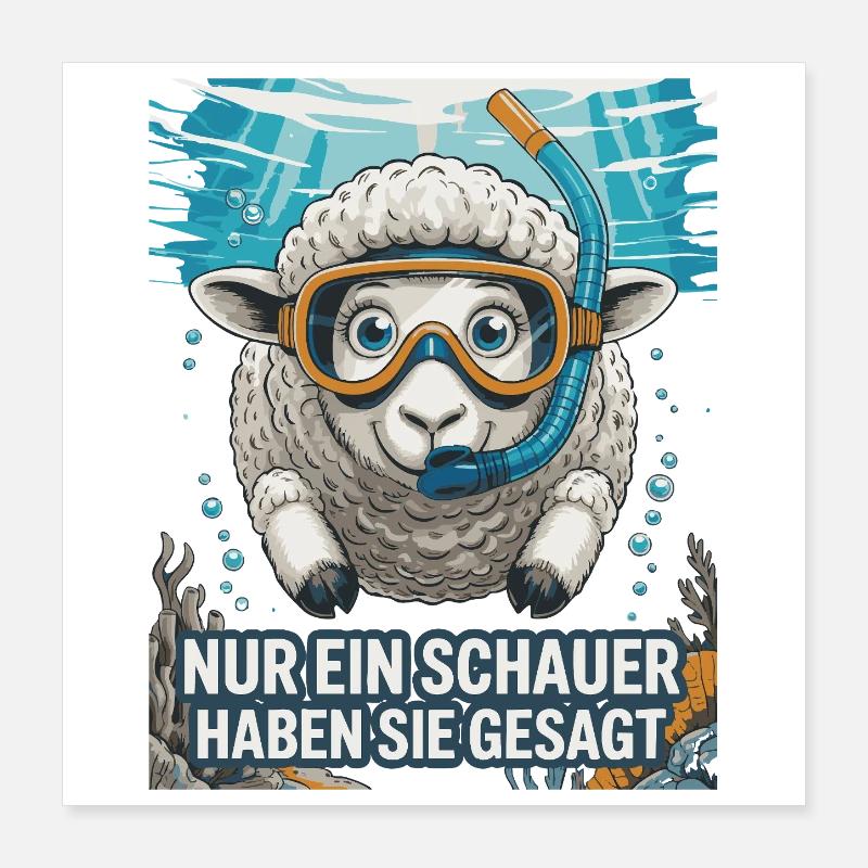 Juste une douche – Motif de mouton amusant Poster 40 x 40 cm