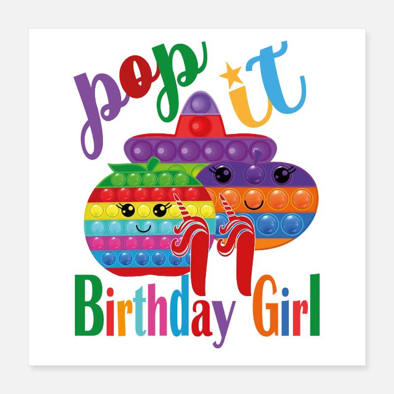 pop-it Fille d’anniversaire 11 Poster 40 x 40 cm