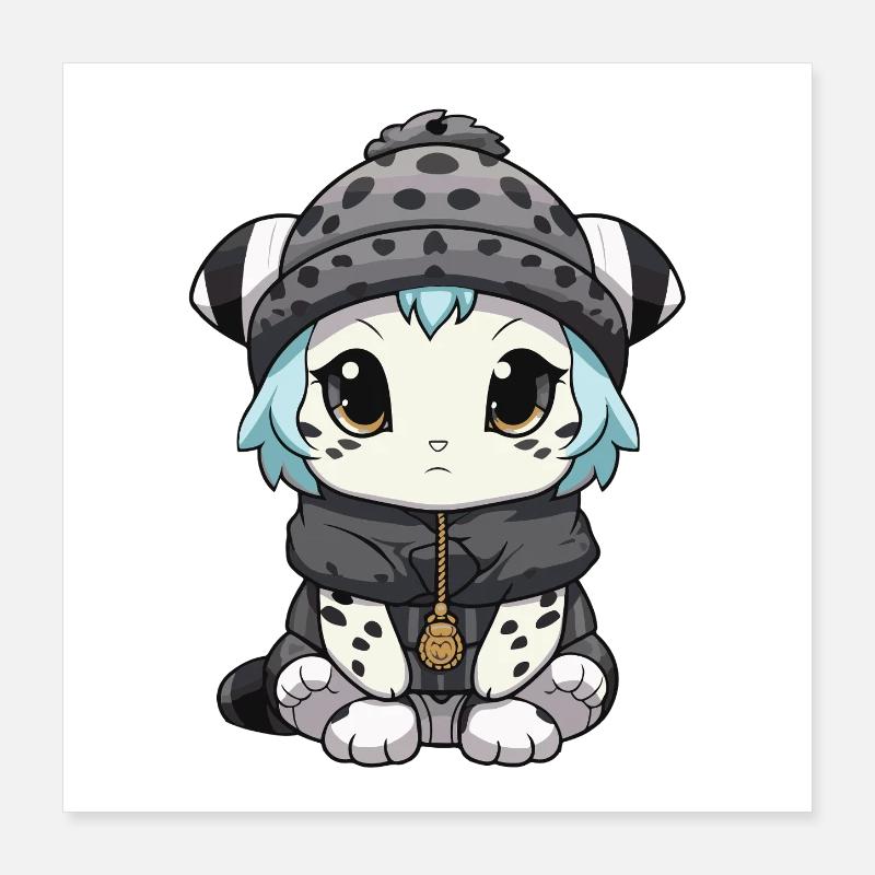 Snow leopard winter leopard baby Poster 16" x 16" (40x40 cm)