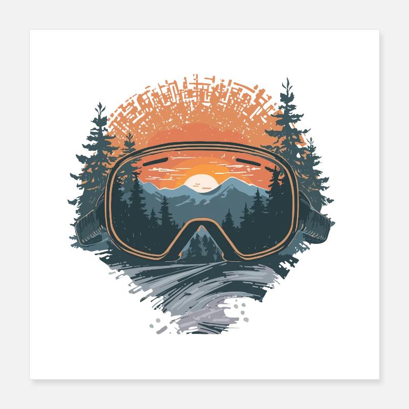 Ski goggles sunset Poster 16" x 16" (40x40 cm)