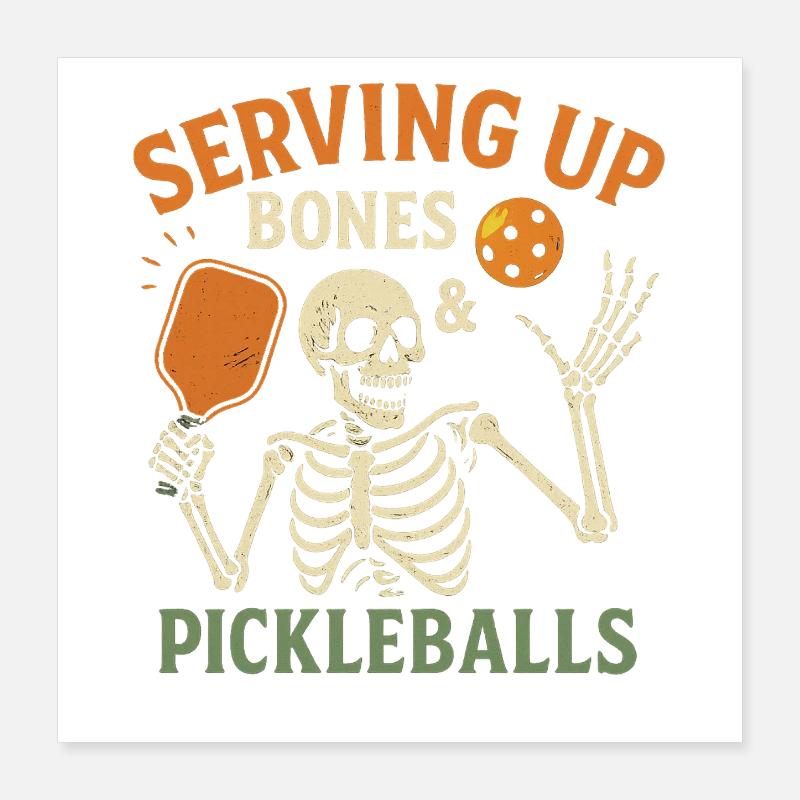 Serving Up Bones Pickleball Halloween Poster 16" x 16" (40x40 cm)