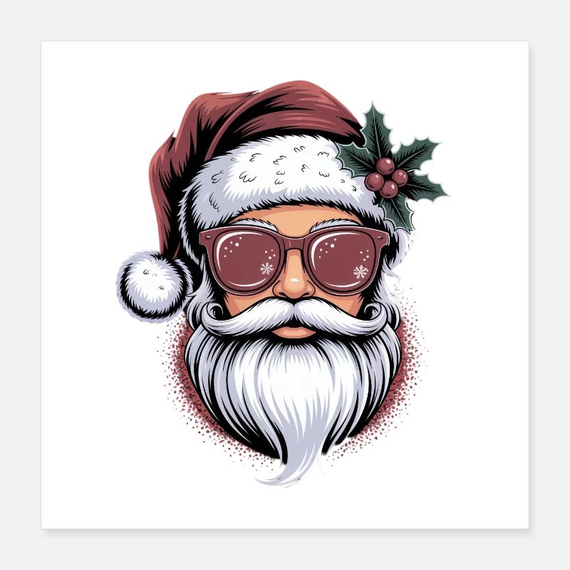Hipster Santa Sonnenbrille Poster 40x40 cm