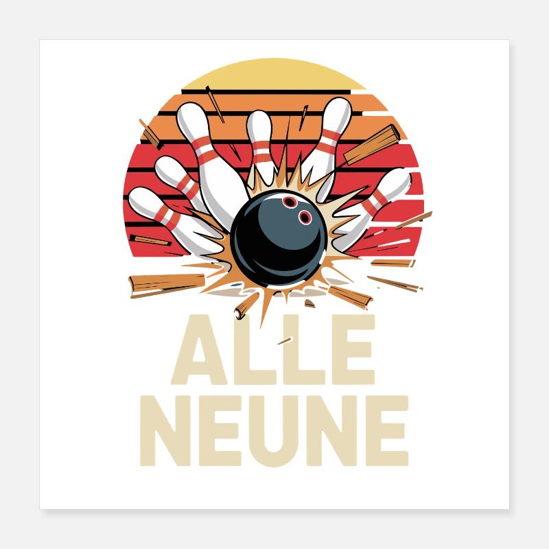 All Nine Bowling Strikes Design Poster 16" x 16" (40x40 cm)