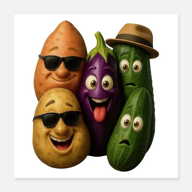 Fröhliche Gemüsehelden Gruppe Poster 40x40 cm