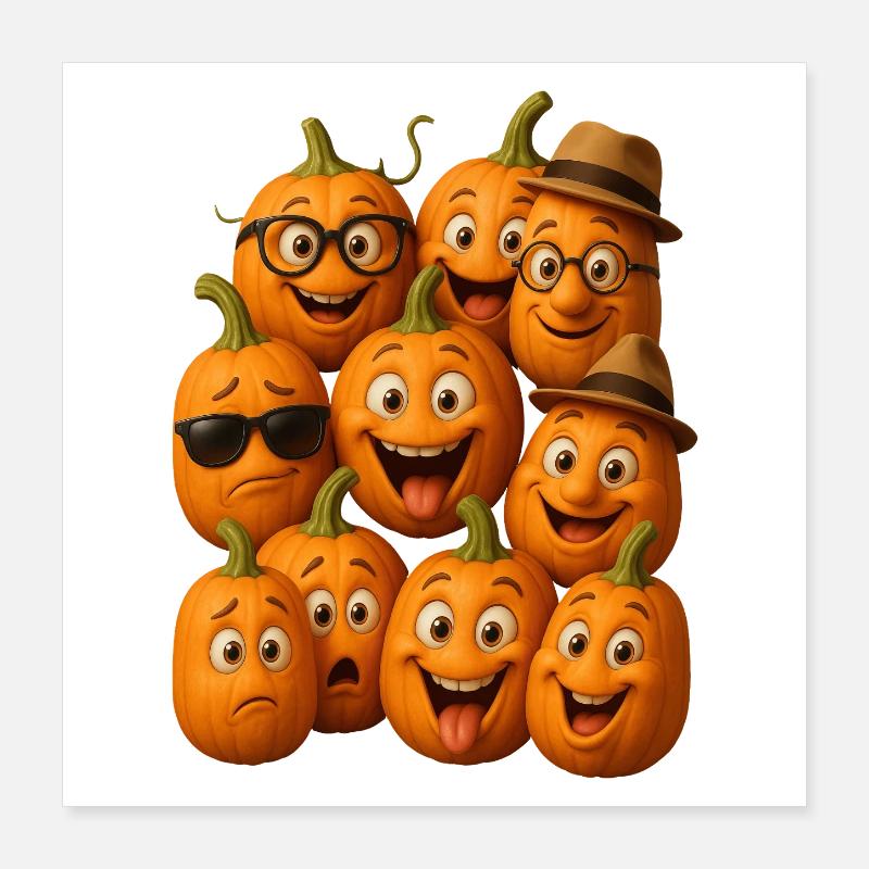 Pumpkin Faces Parade Poster 16" x 16" (40x40 cm)