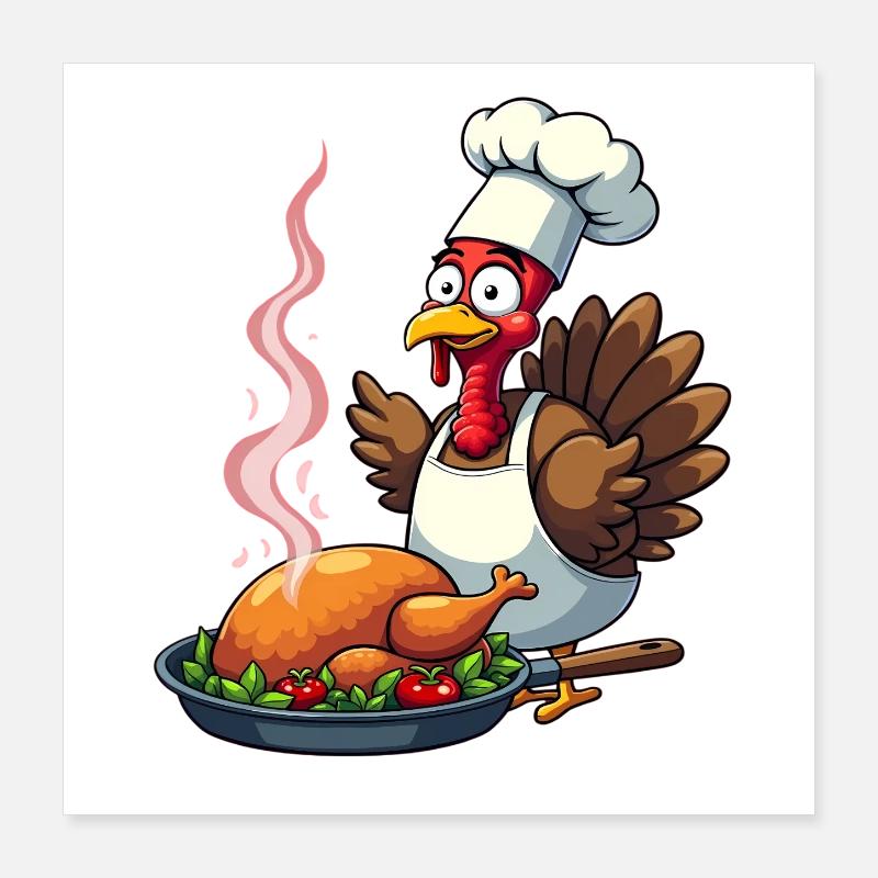 Cuisinier de dinde de Thanksgiving Poster 40 x 40 cm