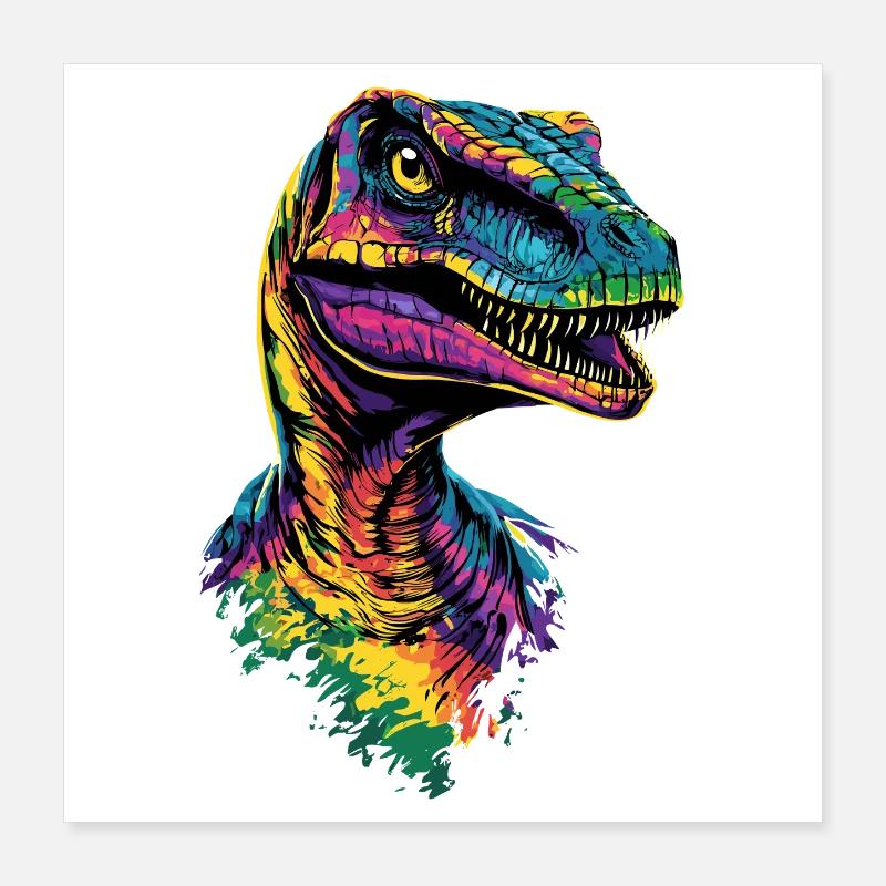 Raptor Vélociraptor Dinosaure Dino Raptors Poster 40 x 40 cm
