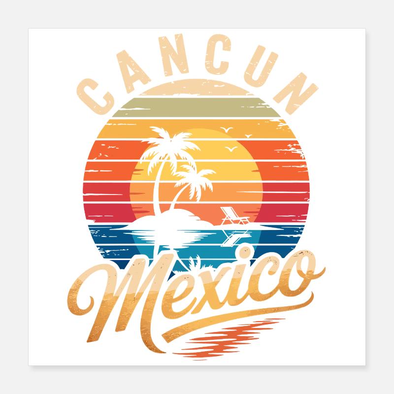 Cancun Retro Beach Sun Poster 16" x 16" (40x40 cm)