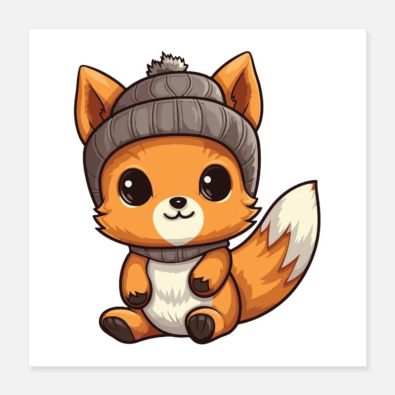 Eichhörnchen Winter Tier Baby Comic Poster 40x40 cm