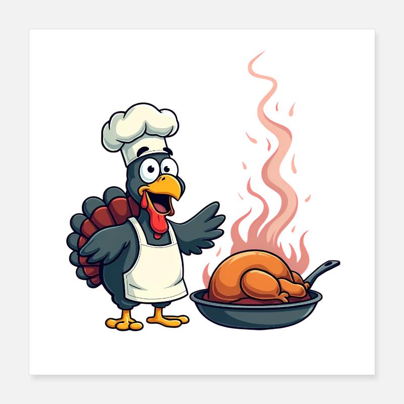 Thanksgiving Turkey Cook Poster 16" x 16" (40x40 cm)