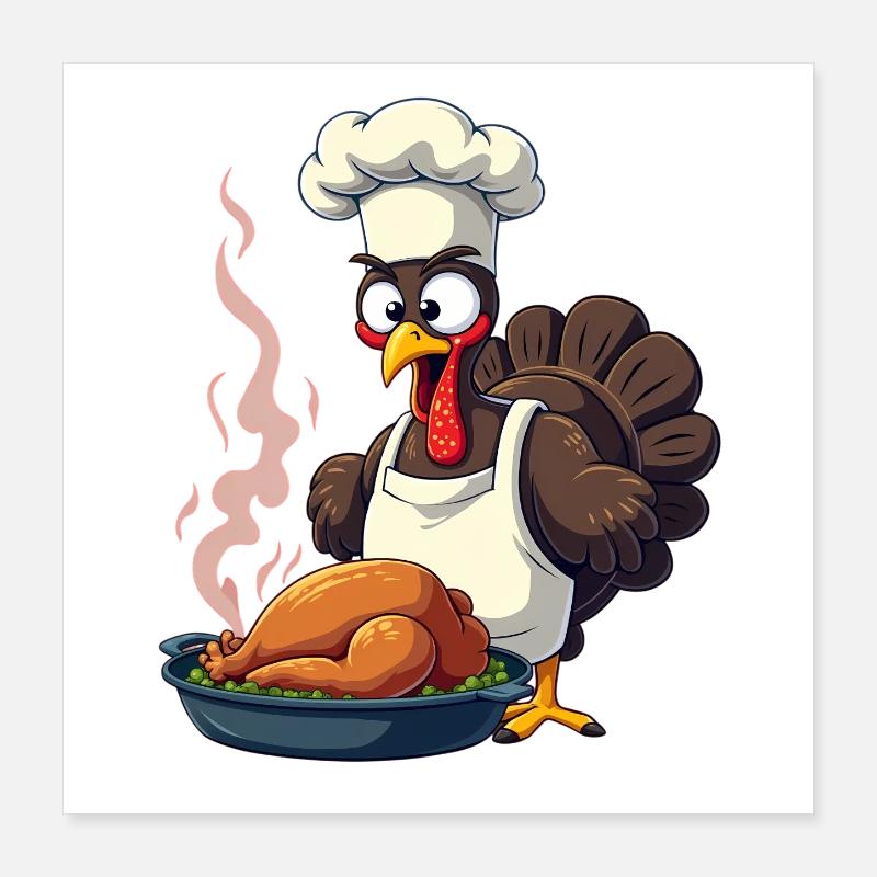Cuisinier de dinde de Thanksgiving Poster 40 x 40 cm