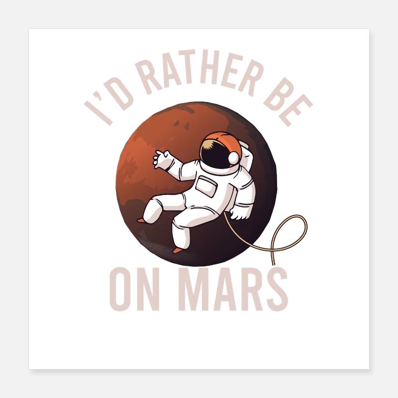 Mars Planet Space Vintage Rocket Poster 16" x 16" (40x40 cm)