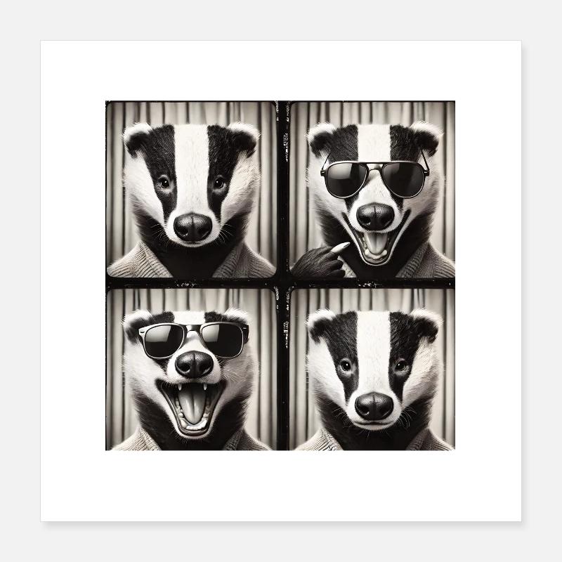 Badger Sunglasses Collage Poster 16" x 16" (40x40 cm)
