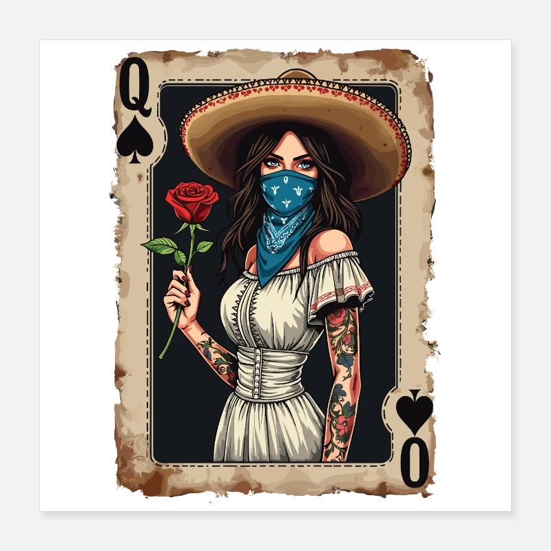 Mariachi Queen with Rose Poster 16" x 16" (40x40 cm)