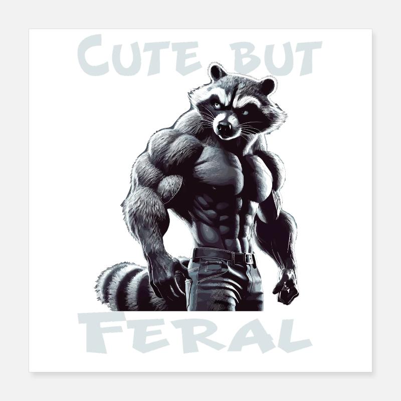 Raccoon Muscle Feral Poster 16" x 16" (40x40 cm)
