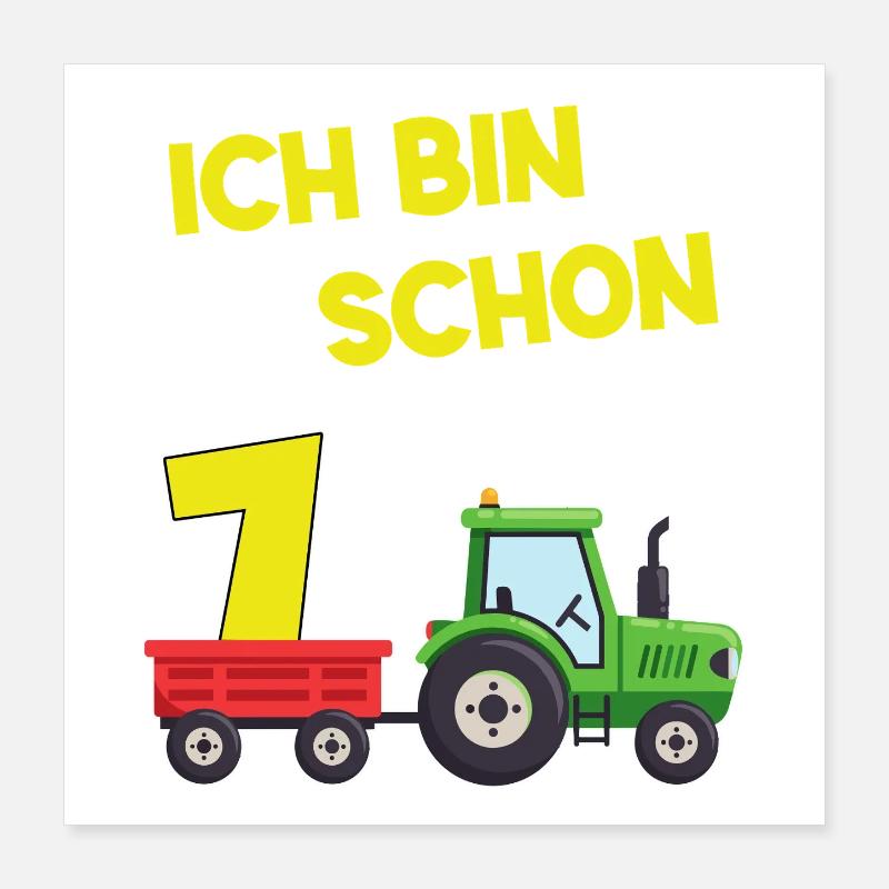 Ich Bin Schon 7 Traktor 7 Jahre Alt Geburtstag  Poster 40x40 cm