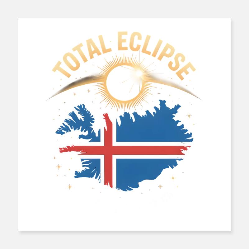 Éclipse solaire totale Islande 2026 Poster 40 x 40 cm