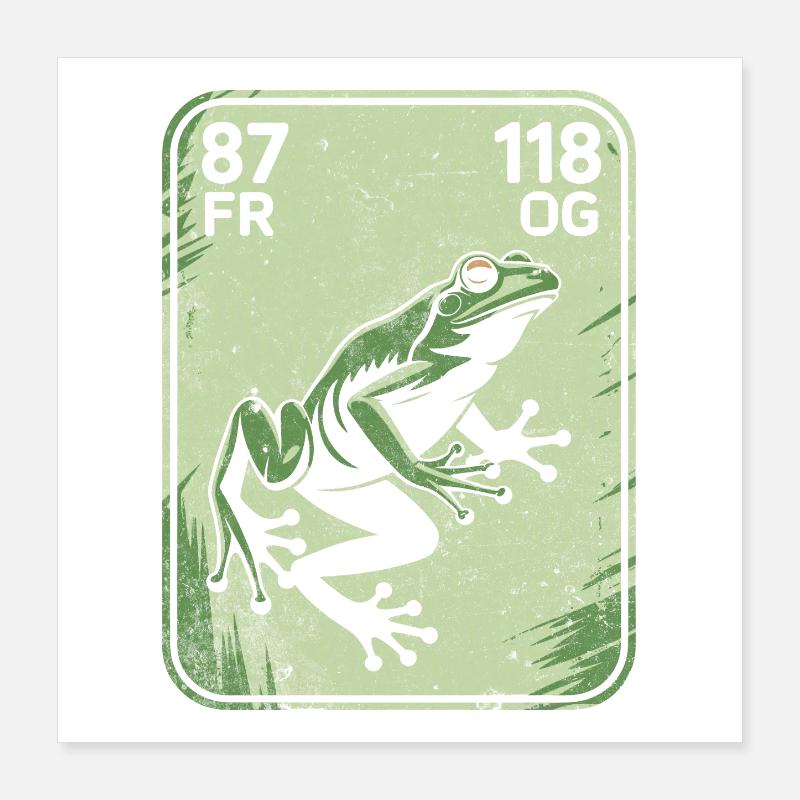 Grenouille Vintage Carte Postale Vert Poster 40 x 40 cm