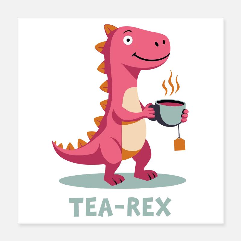 TEA-REX Motif du thé Poster 40 x 40 cm
