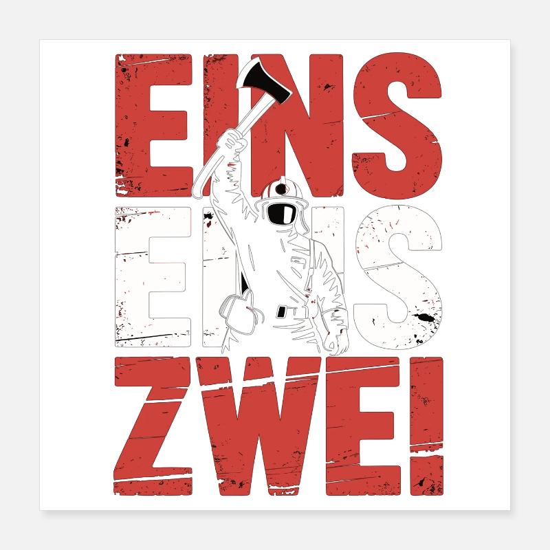 Fire Brigade Saying – 112 Emergency Call Hero in Action Poster 16" x 16" (40x40 cm)