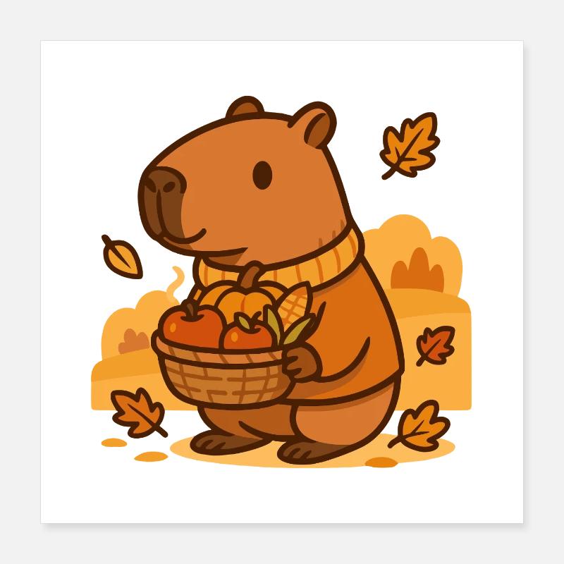 Capybara Harvest – Herbstliche Gemütlichkeit Poster 40x40 cm