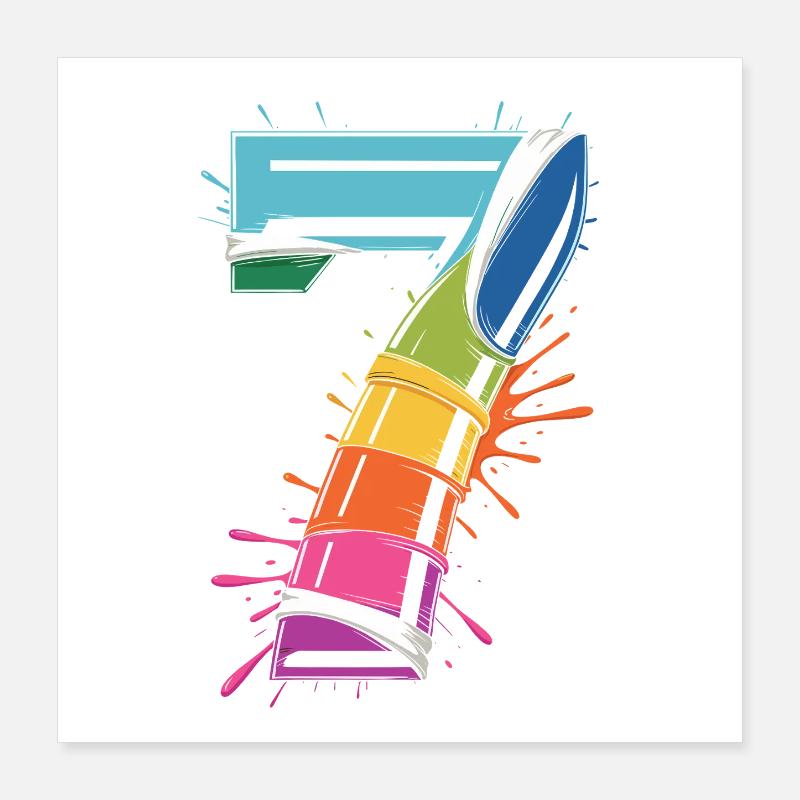 Rainbow7 Splash Design Poster 16" x 16" (40x40 cm)