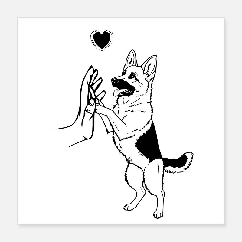 German Shepherd Love Dog Art Poster 16" x 16" (40x40 cm)