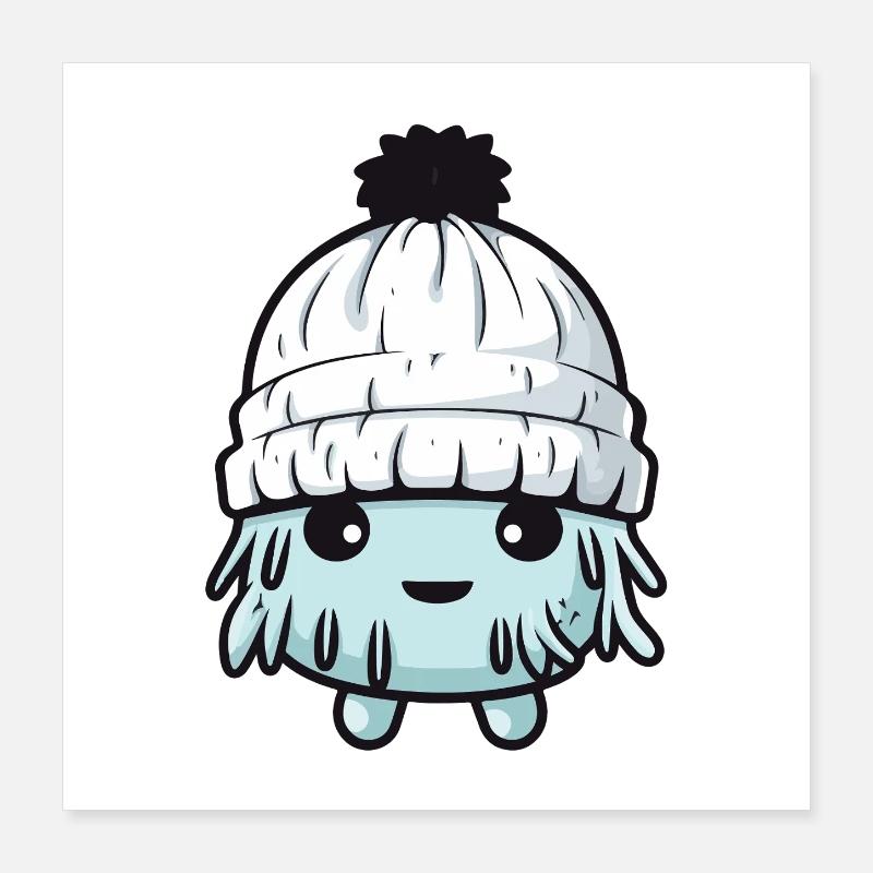 Eskimo Erkältung Comic Winter Poster 40x40 cm