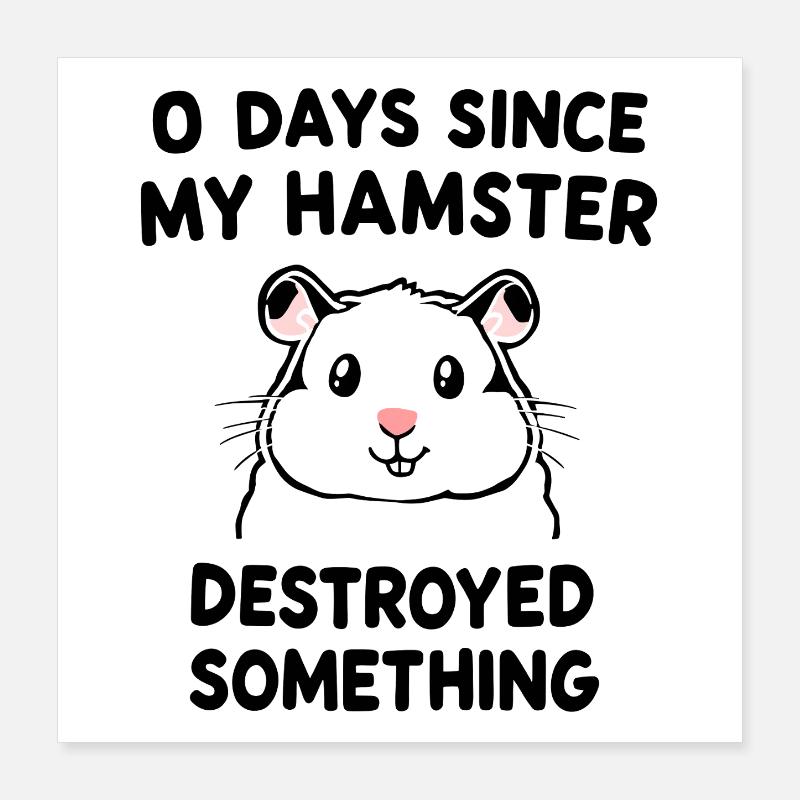 0 Days Since My Hamster Destroyed Something Fun Poster 40x40 cm