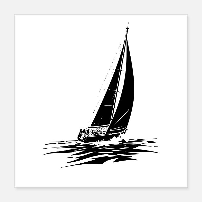 Sailboat Sailing Illustration Sailor Poster 16" x 16" (40x40 cm)