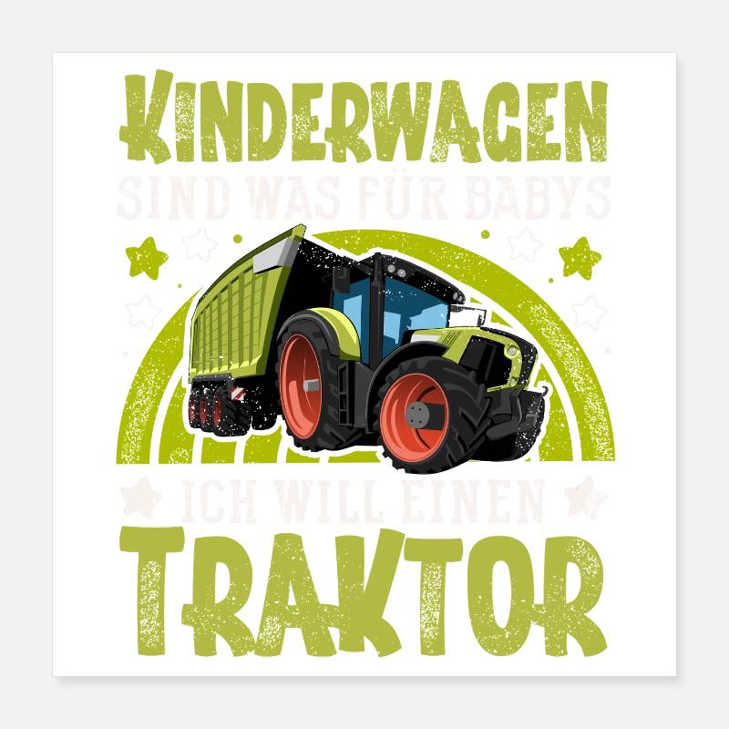 Traktor Kinder Lustiger Spruch Poster 40x40 cm