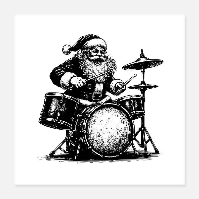 Christmas Man Drummer Art Poster 16" x 16" (40x40 cm)