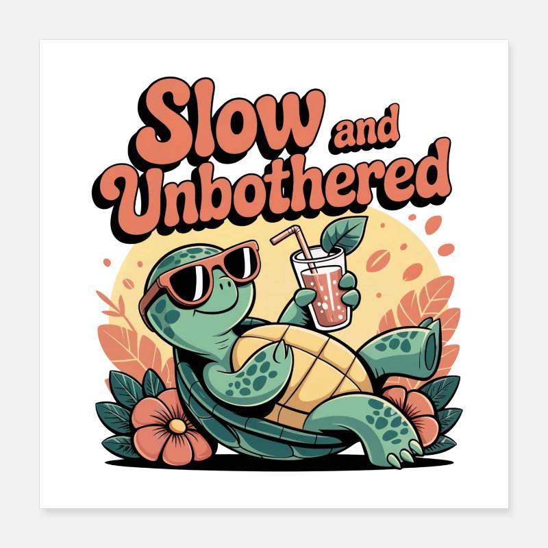 Turtle Humor – Slow and Unbothered Poster 16" x 16" (40x40 cm)