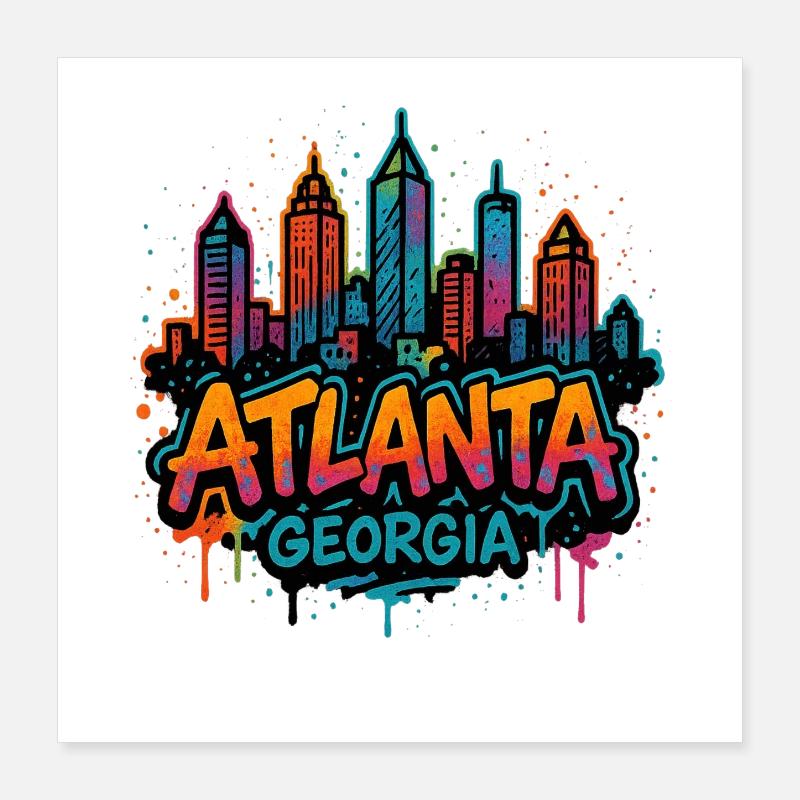 Graffiti sur la Skyline d’Atlanta Poster 40 x 40 cm