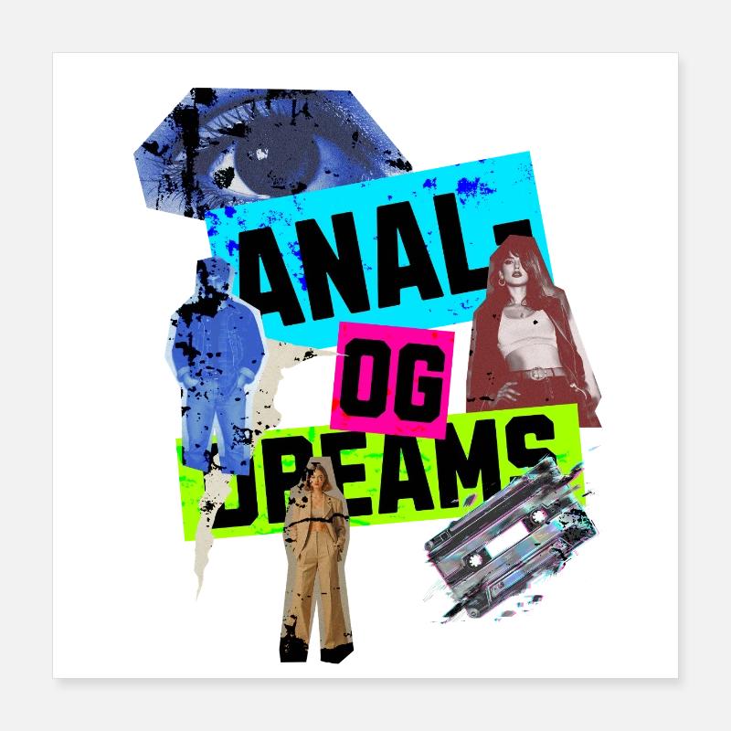 Analog Dreams - Conception de collage rétro dans le style des années 90 Poster 40 x 40 cm