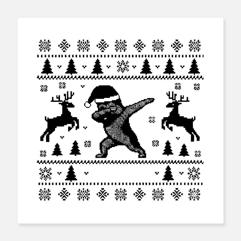Dabbing Deutscher Schäferhund Weihnachtsmann Poster 40x40 cm