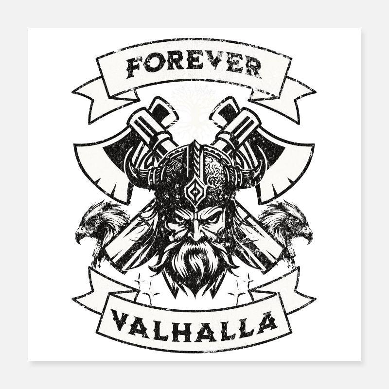 Forever Valhalla Wikinger Design Poster 40x40 cm