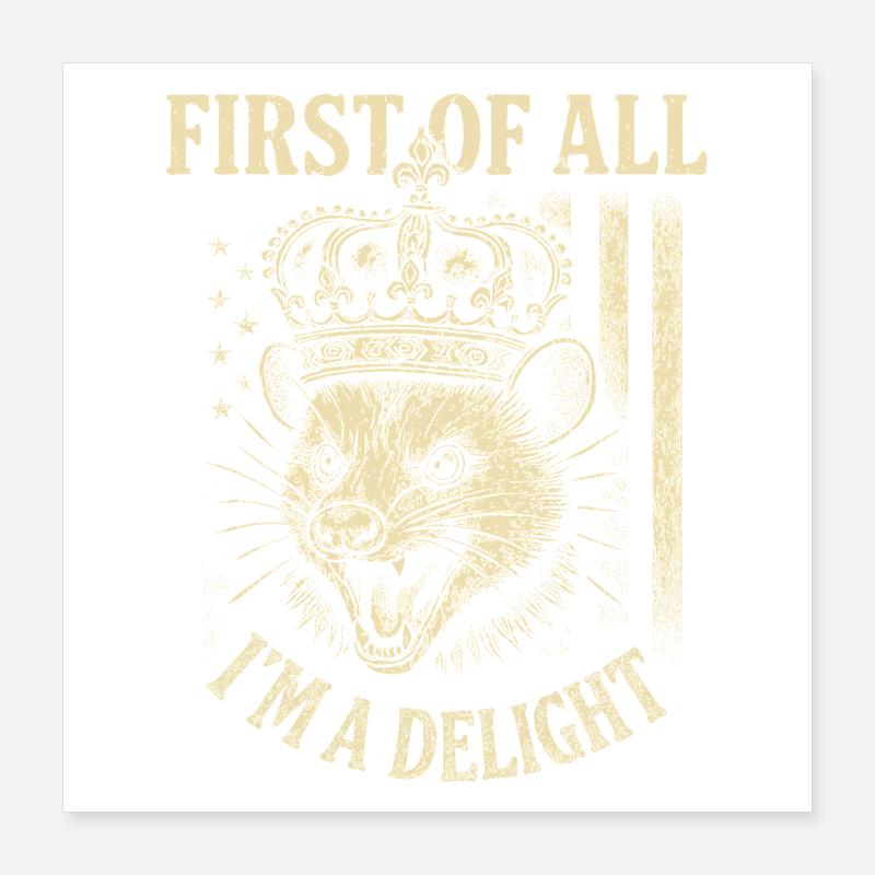 Königlicher Löwenkopf Krone Ich bin eine Freude - Poster 40x40 cm - Weiß