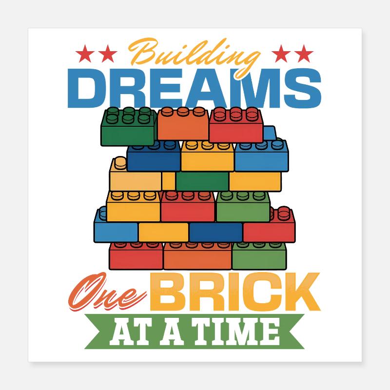 Building Blocks Kids Brick Builder Poster 40x40 cm