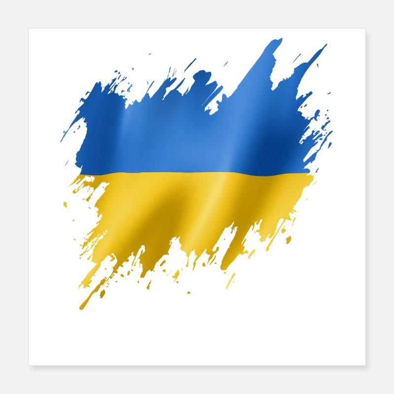 Drapeau de l’Ukraine, style déchiré Poster 40 x 40 cm