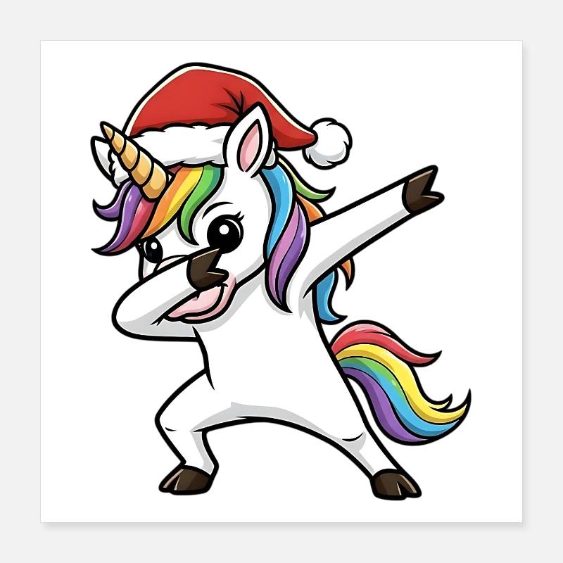 Christmas Unicorn Dab Poster 16" x 16" (40x40 cm)