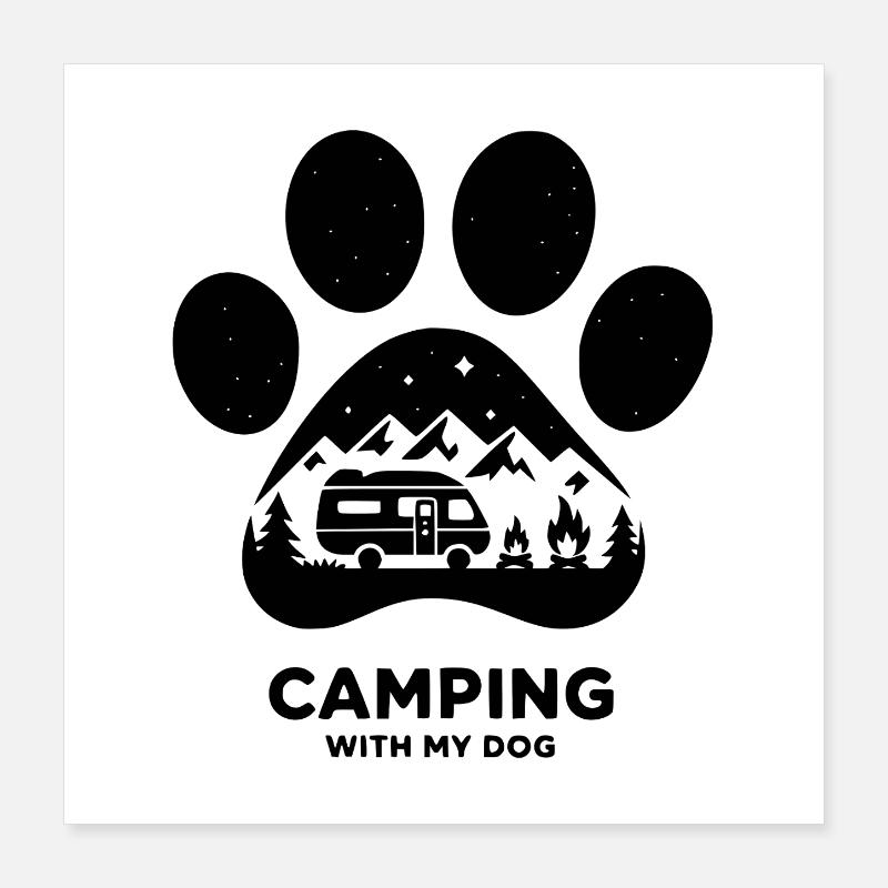 Camping mit meinem Hund Camper Poster 40x40 cm