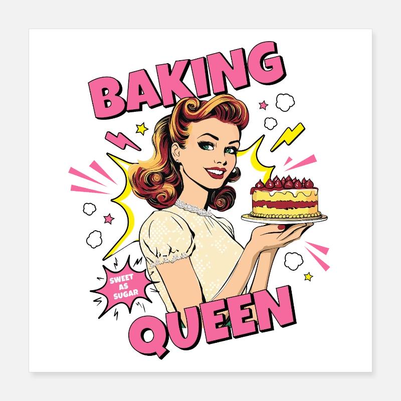 Backen Torte Backkönigin Backfee Bäckerin Pop Art Poster 40x40 cm