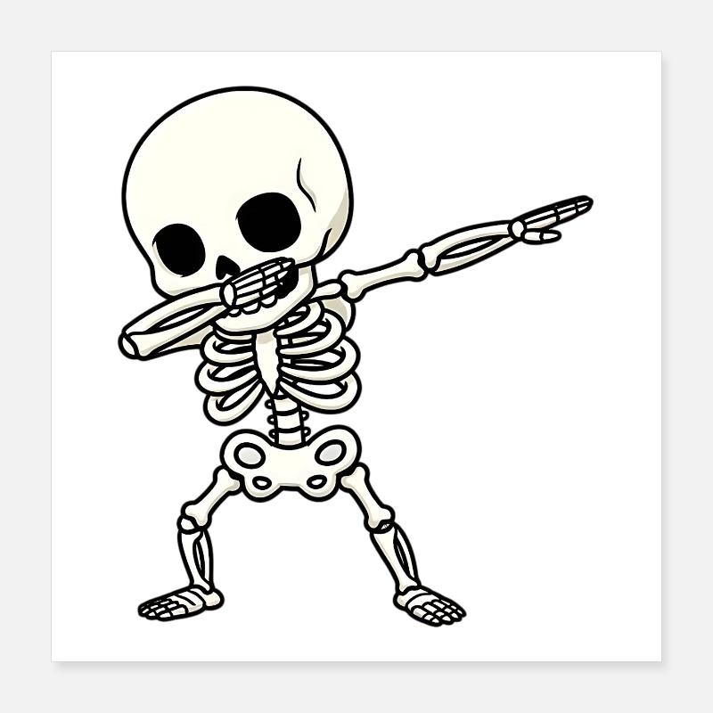 Lustiges Skelett Dab Poster 40x40 cm