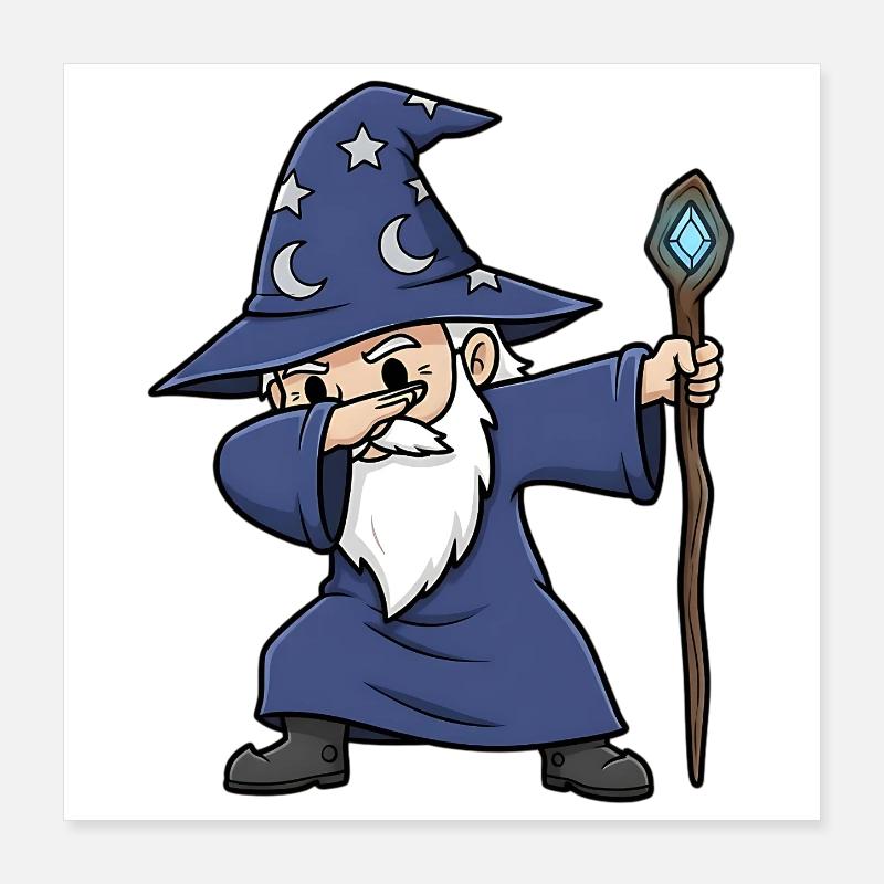 Dabbing Wizard – Lustiger Zauberer Design Poster 40x40 cm