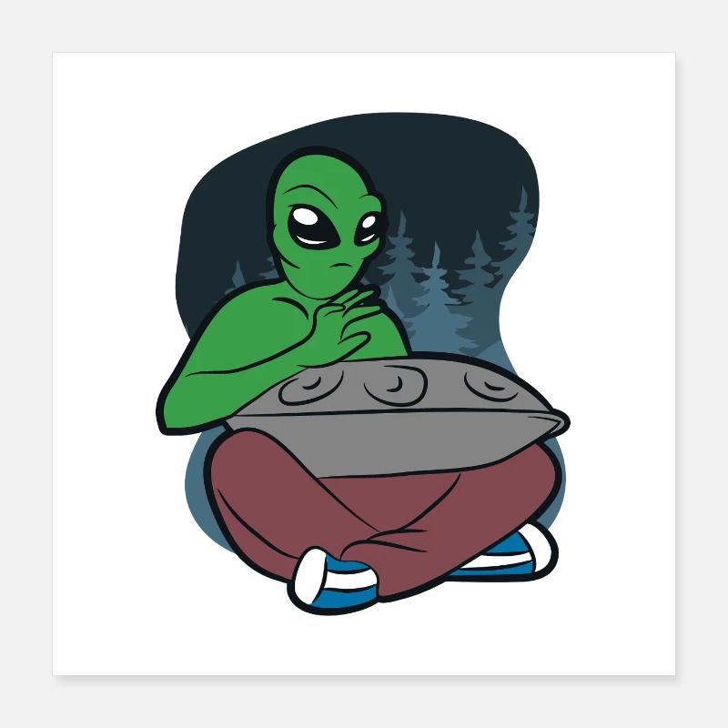 Alien Handpan Design – Vibrations cosmiques et son Poster 40 x 40 cm